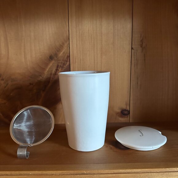NWT Tea Forte Kati Loose Tea Three Piece Set w/Strainer and Lid - Orchid White - Picture 1 of 14